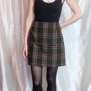 Plaid wool mini skirt